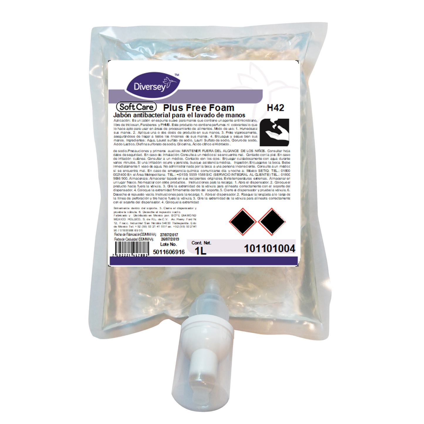 Jabón Espuma Antibacterial Soft Care Plus Free Diversey H42