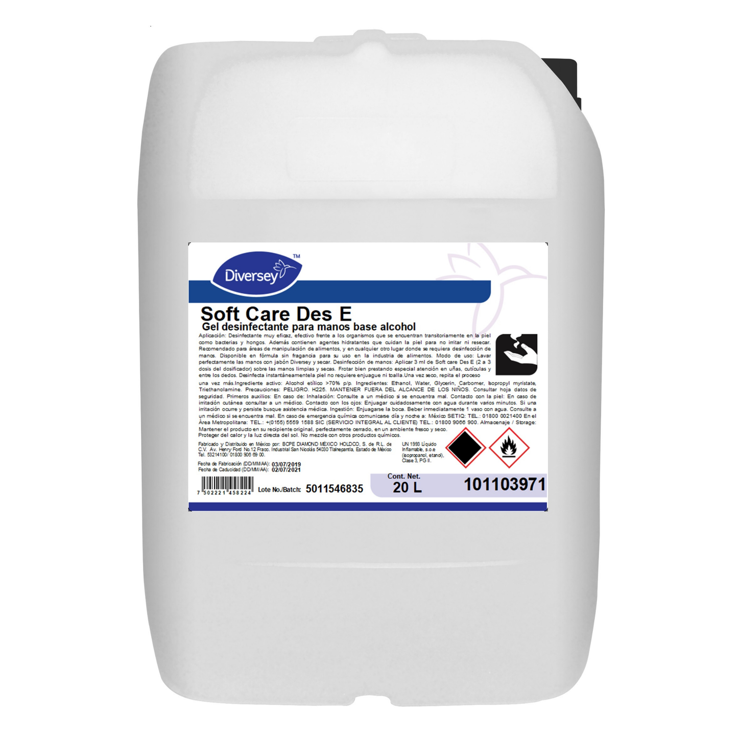 Gel Desinfectante Soft Care 20L Diversey 101103971