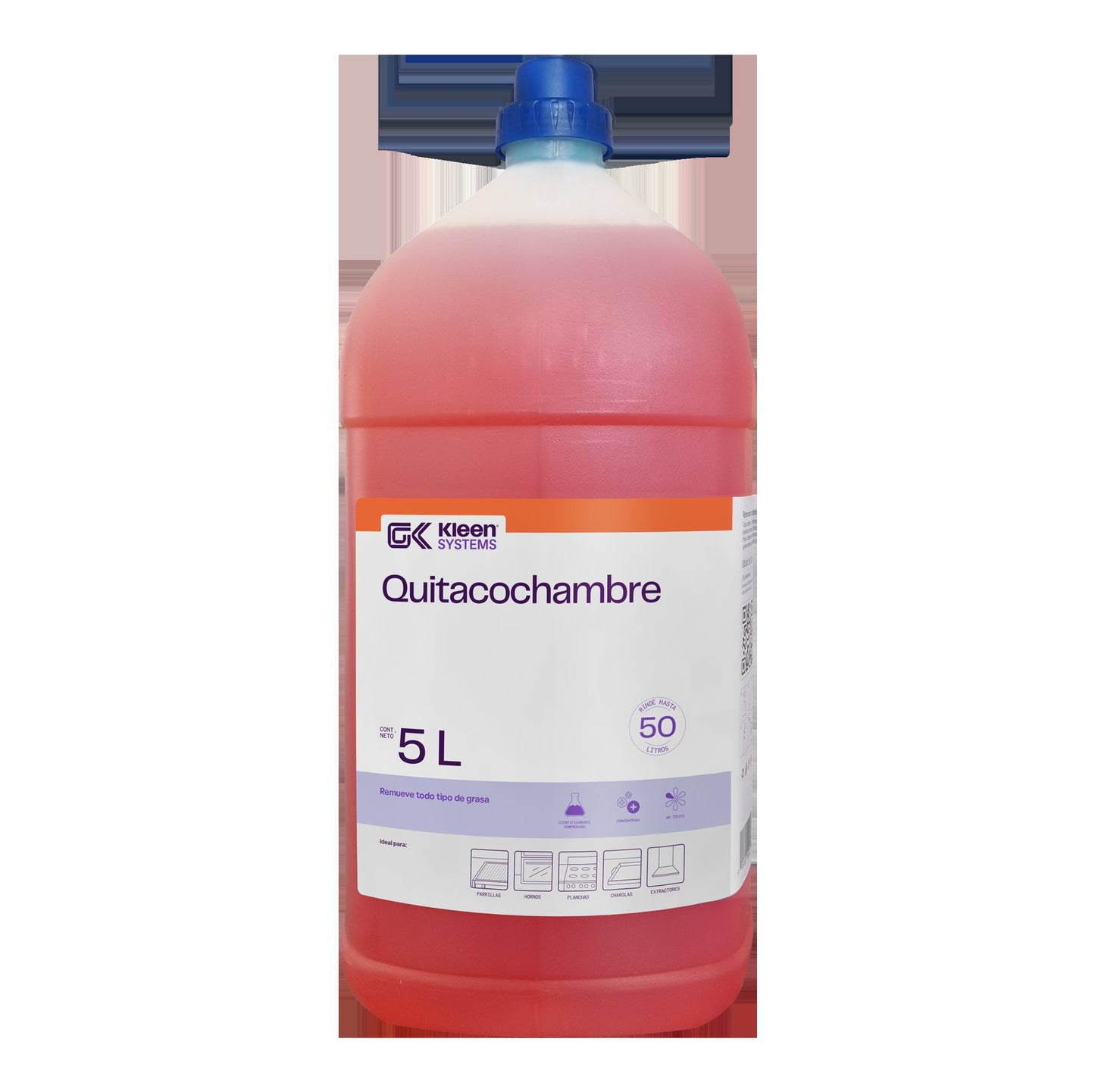 Formulado para remover todo tipo de grasas, aceites y cochambre en: parrillas, charolas, campanas, hornos, estufas. No daña las superficies. No es agresivo al usuario. Mejor desempeño a 60°C