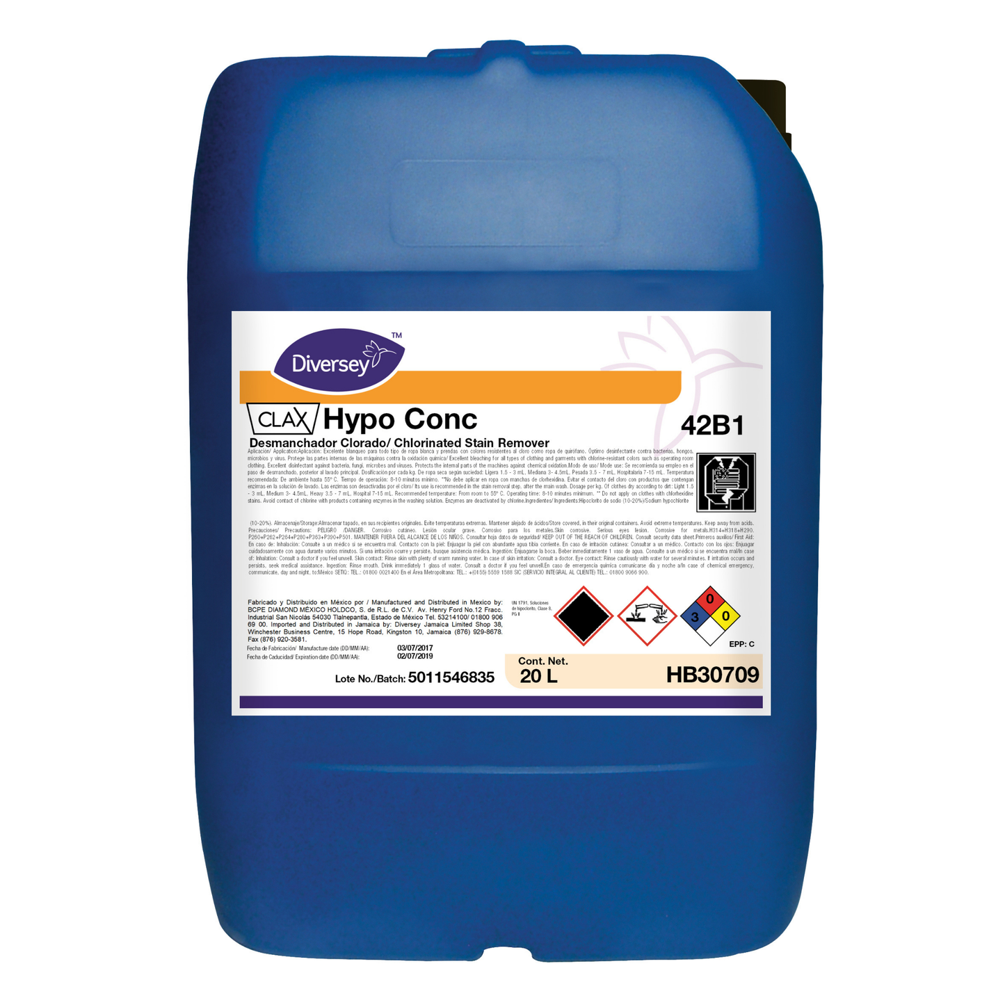 Clax Hypo Conc. Detergente Lavandería Profesional Diversey HB30709