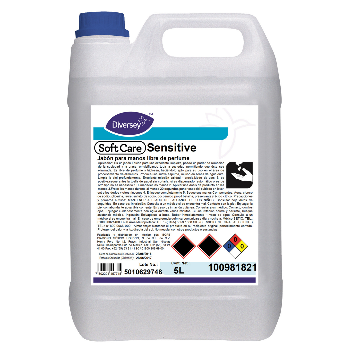 Jabón Líquido para Manos Soft Care Sensitive Diversey 100981821 - 5L