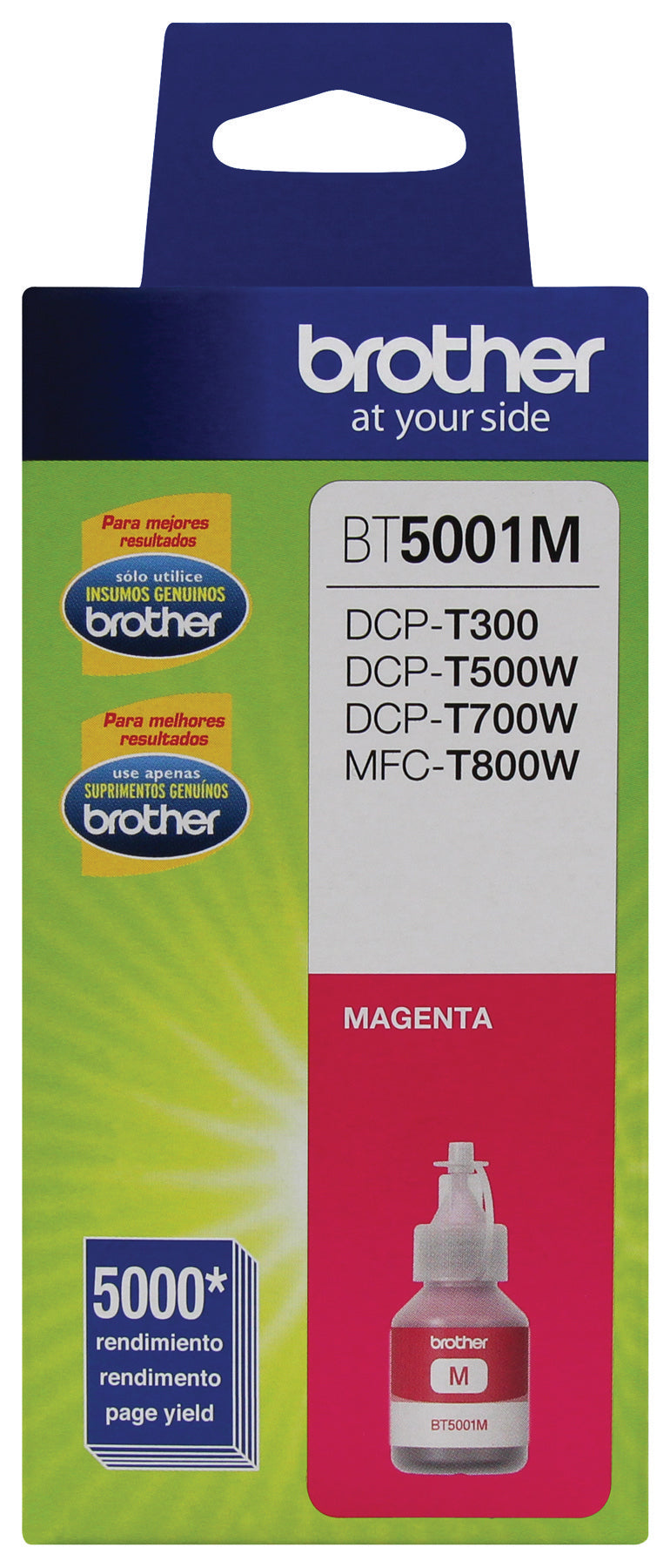 Tinta Brother BT5001M magenta rendimiento 5K pgs para T310/T510W/T710W/T9