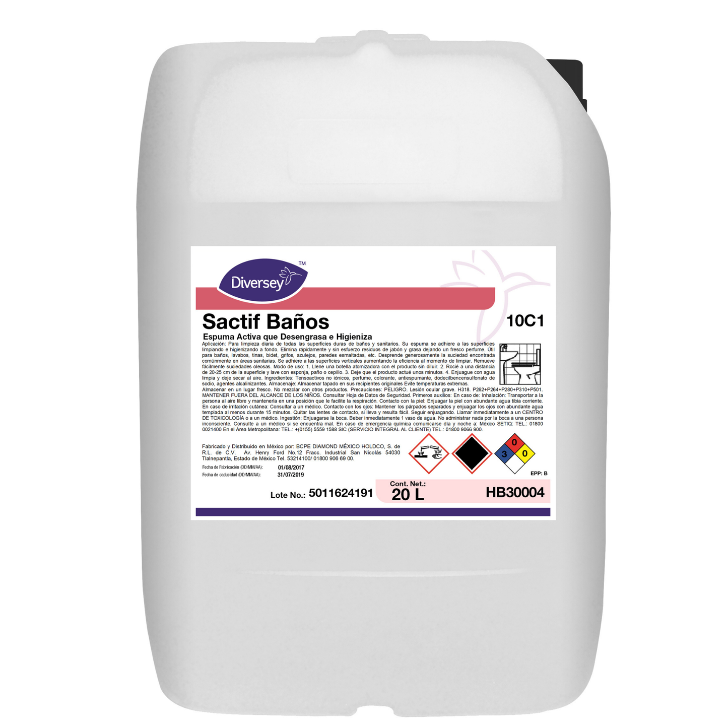 Sactif Baños Espuma Limpiadora Desengrasante Diversey 20L