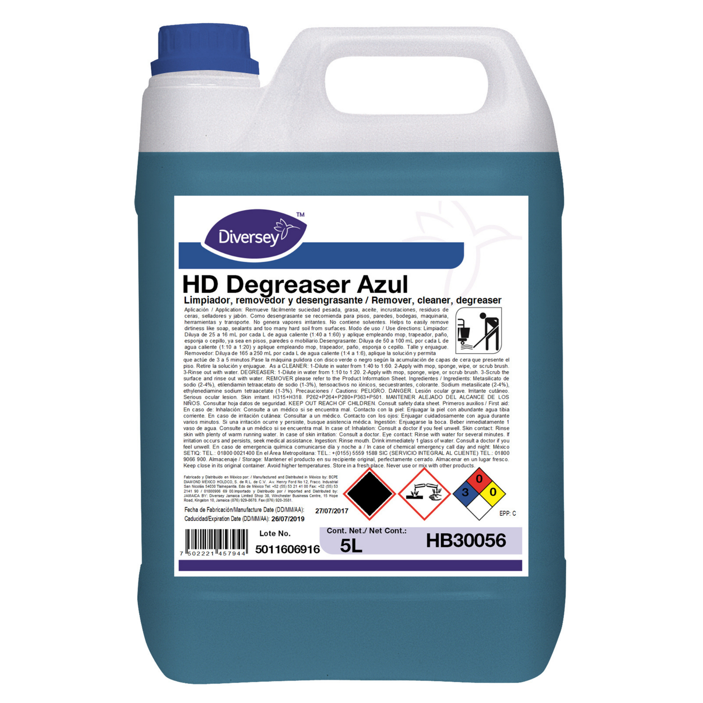 Limpiador Desengrasante Azul Trabajo Pesado Diversey HB30056