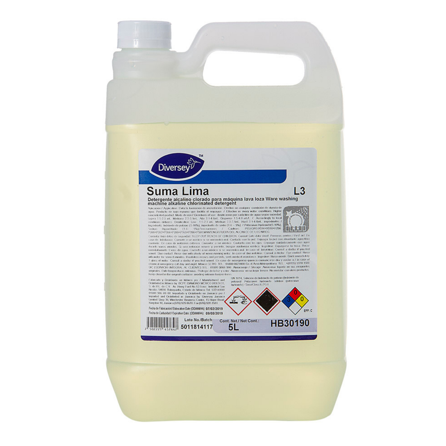 Detergente Alcalino Clorado para Máquina Lava Loza Diversey HB30190