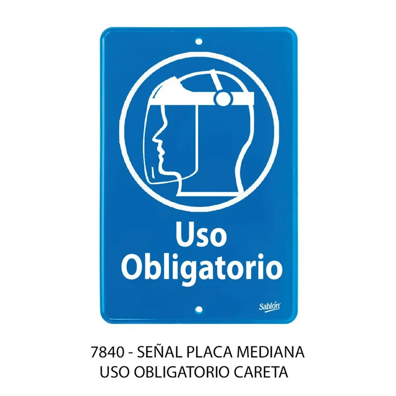 Señal de uso obligatorio — Placa Rígida Autoadherible Mediana — Visibilidad de 0 a 8 metros