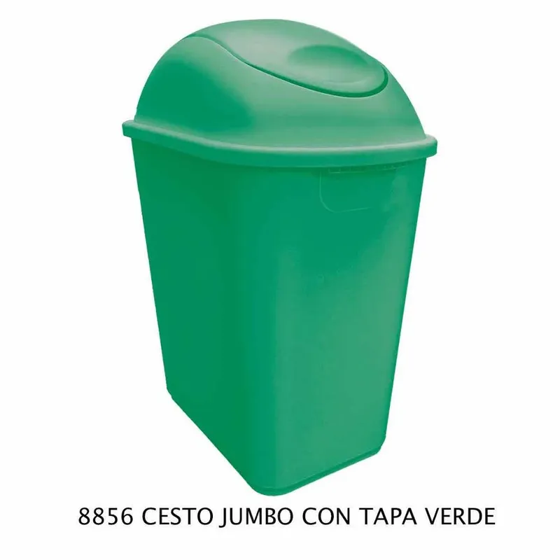 Bote de Basura Mediano Jumbo — 26 litros — Con Tapa Balancín Verde