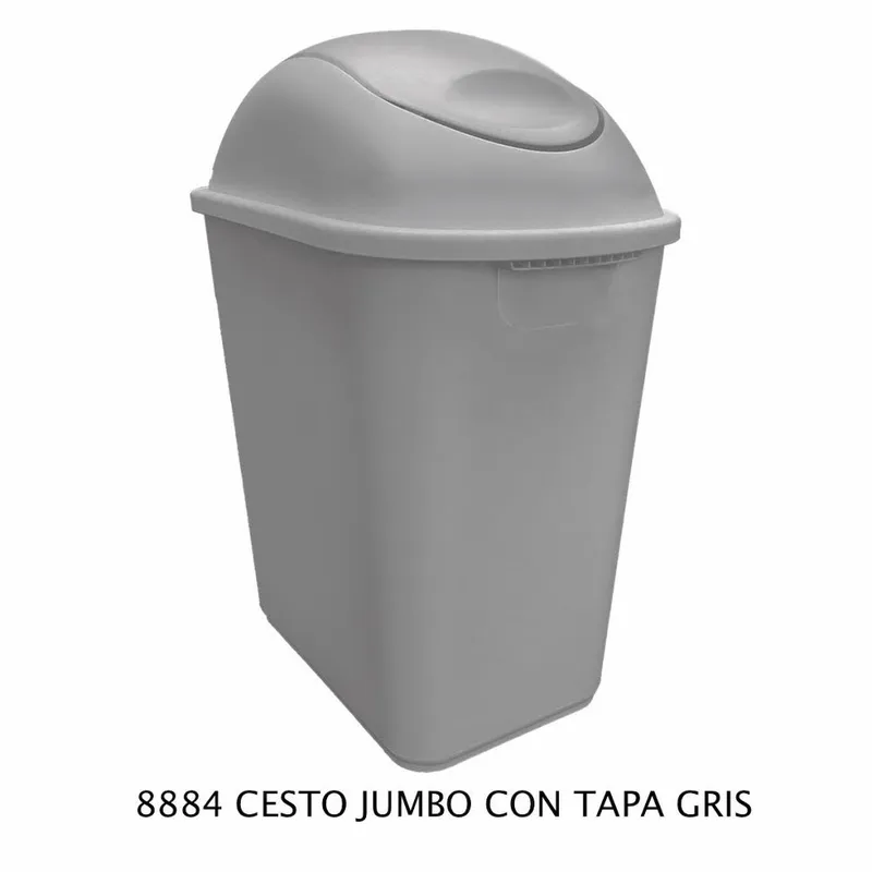 Bote de Basura Mediano Jumbo — 26 litros — Con Tapa Balancín Gris
