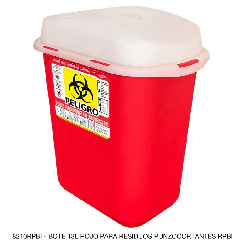 Bote de basura para residuos punzocortantes — Capacidad 13 litros