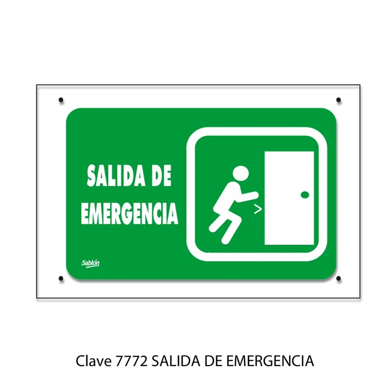 Señal salida de emergencia — Placa de Acrílico Adherible — Visibilidad de 0 a 12 metros