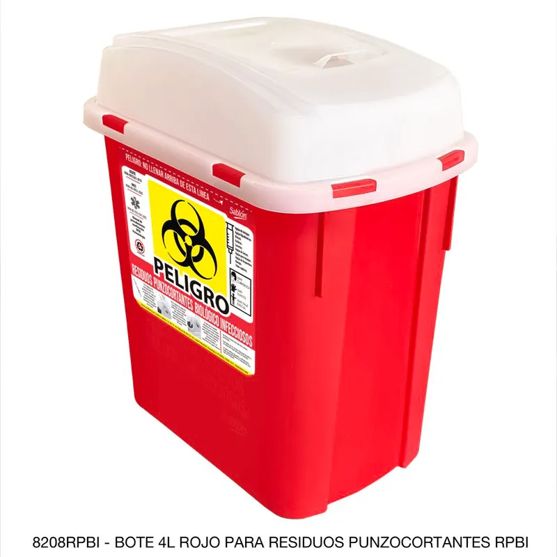 Bote de basura para residuos punzocortantes — Capacidad 4 litros