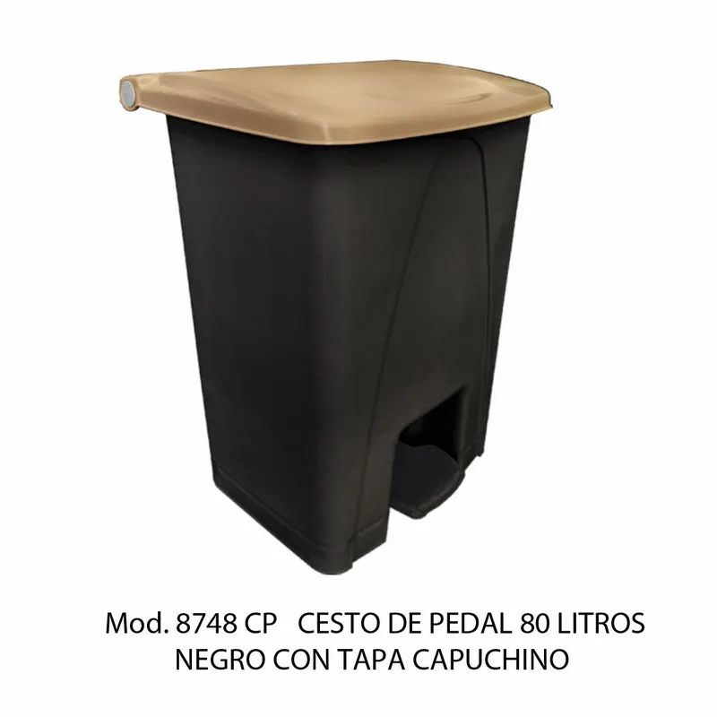 Bote de basura grande de 80 litros — Con Tapa Capuchino — Con Pedal