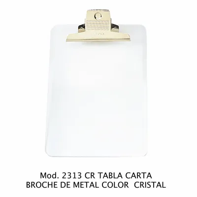 Tabla de Apoyo Tamaño Carta — Material Plástico — Broche Metal
