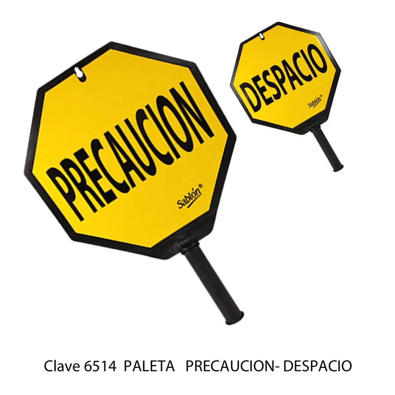 Paleta señalizadora — Presentación individual — Frente: Despacio | Vuelta: Precaución — Vinil Reflejante