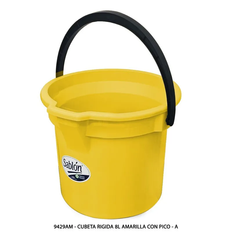 Cubeta Rigida 8 Litros — Color Amarilla con Pico