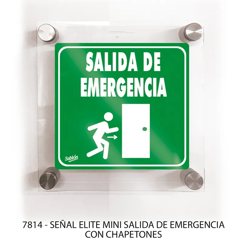 Señal de salida de emergencia — Placa de Acrílico Autoadherible — Visibilidad de 0 a 6 metros — Elite Mini