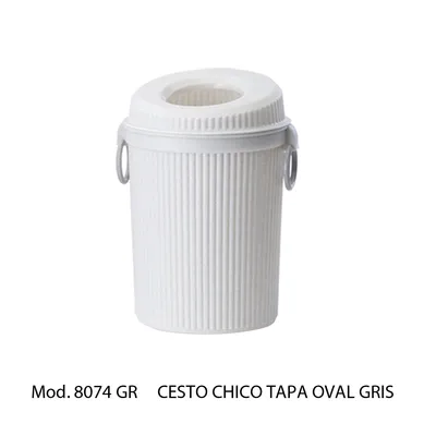 Bote de basura chico con tapa oval — 22 cm diámetro x 31 cm altura