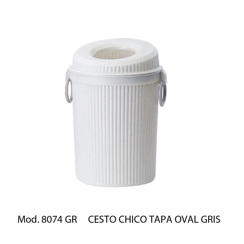 Bote de basura chico con tapa oval — 22 cm diámetro x 31 cm altura