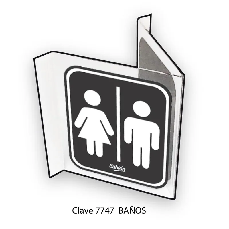 Señal de Baños — Señal Triangular para Pasillo — Visibilidad de 0 a 6 metros — Elite 180º
