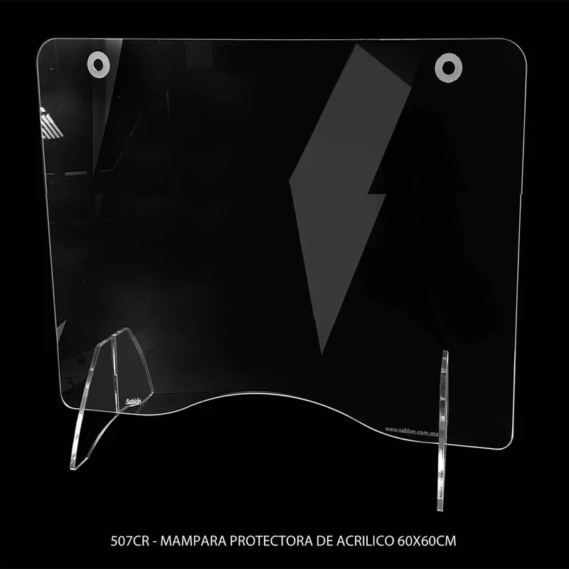 Mampara protectora de acrílico 60×60 — Mampara de acrílico de 3mm — Espesor de las patas: 6mm