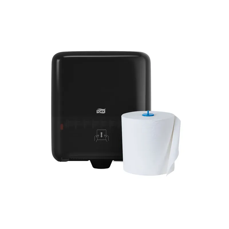 Tork Matic® Dispensador de Toallas de papel en rollo para manos Manual Negro + Caja con 6 rollos 180 m c/u