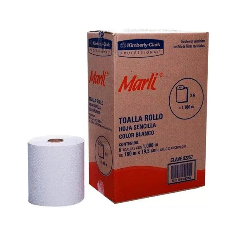 Toalla Manos Rollo Marli® 180 mts x 6