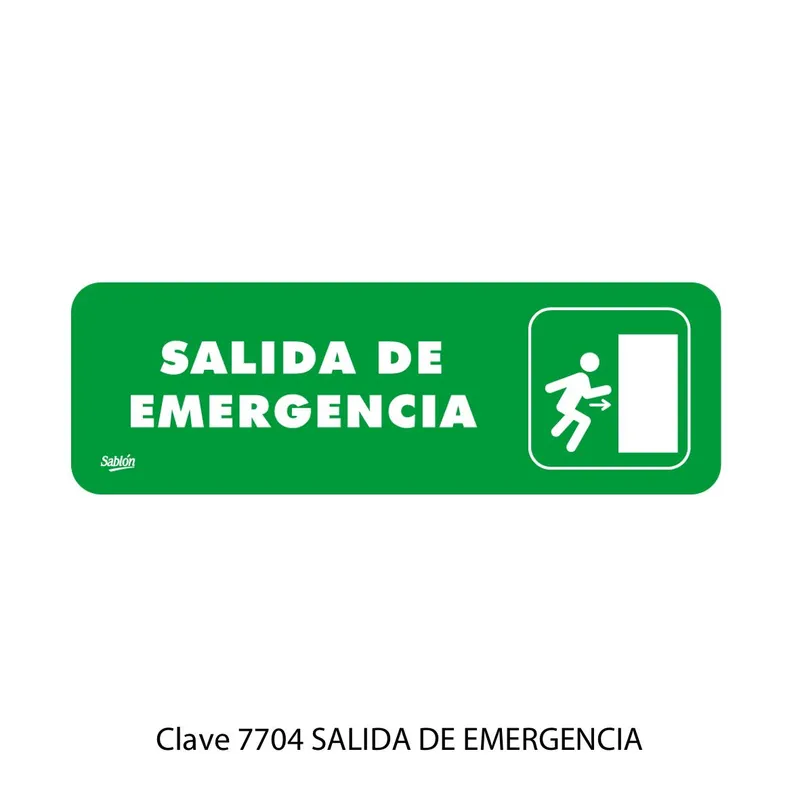 Señal salida de emergencia — Placa Rígida Autoadherible Chica — Visibilidad de 0 a 5 metros