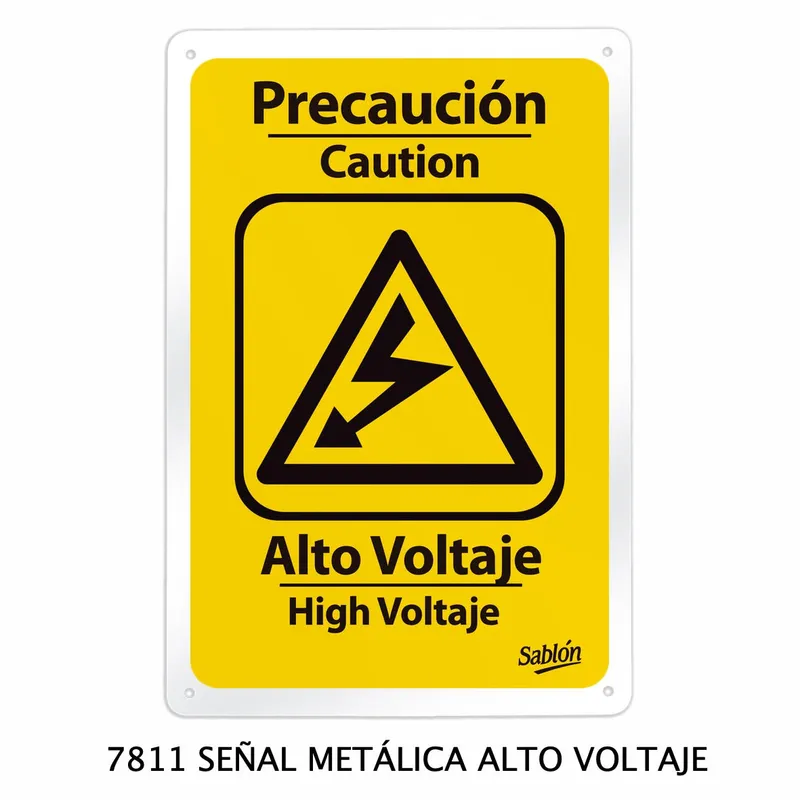Señal de alto voltaje para tablero chica — Señal Metálica — Visibilidad de 0 a 12 metros