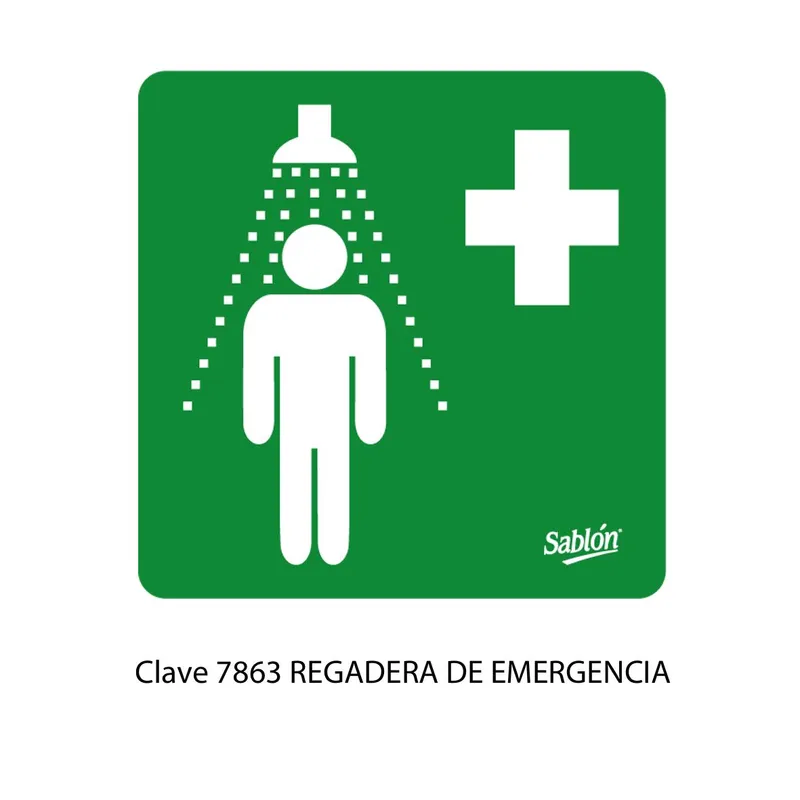 Señal de regadera de emergencia — Póster de Aviso en Lámina de Estireno — Visibilidad de 0 a 16 metros
