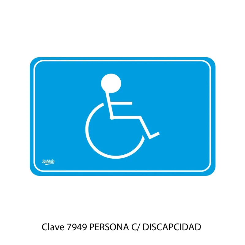 Señal de personas con discapacidad — Placa Rígida Autoadherible Mediana — Visibilidad de 0 a 8 metros