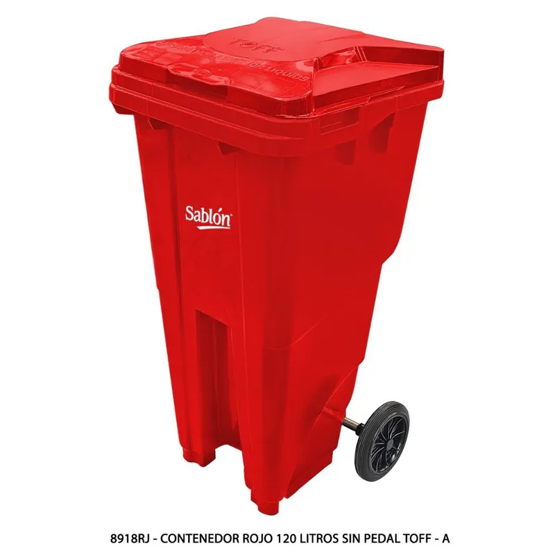 Contenedor para basura de 120 litros sin pedal — Capacidad 120 litros