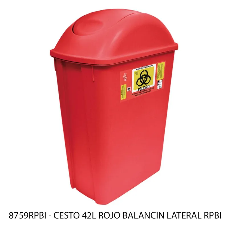 Bote de Basura — para residuos biológicos peligrosos e infecciosos — 42 litros — con Balancín Lateral