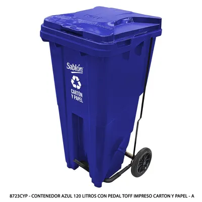 Contenedor Azul 120 Litros con Pedal — Impreso Carton y Papel