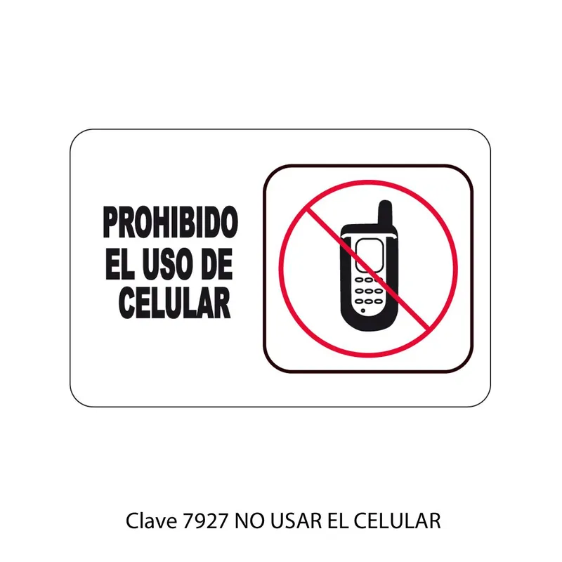 Señal de prohibido el uso del celular — Placa Rígida Autoadherible Mediana — Visibilidad de 0 a 8 metros