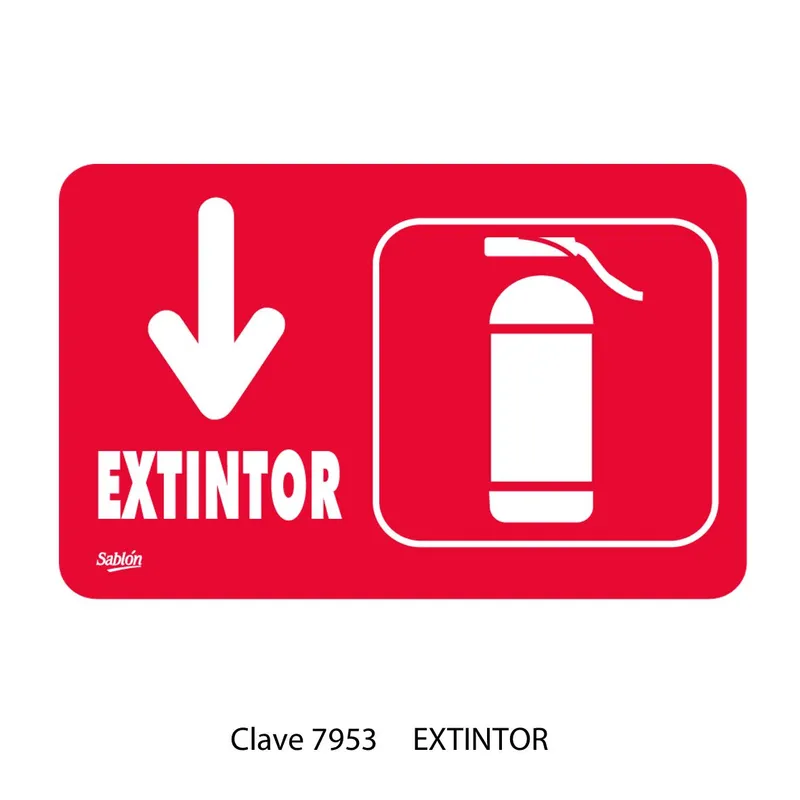 Señal de extintor — Placa Rígida Autoadherible Grande — Visibilidad de 0 a 12 metros
