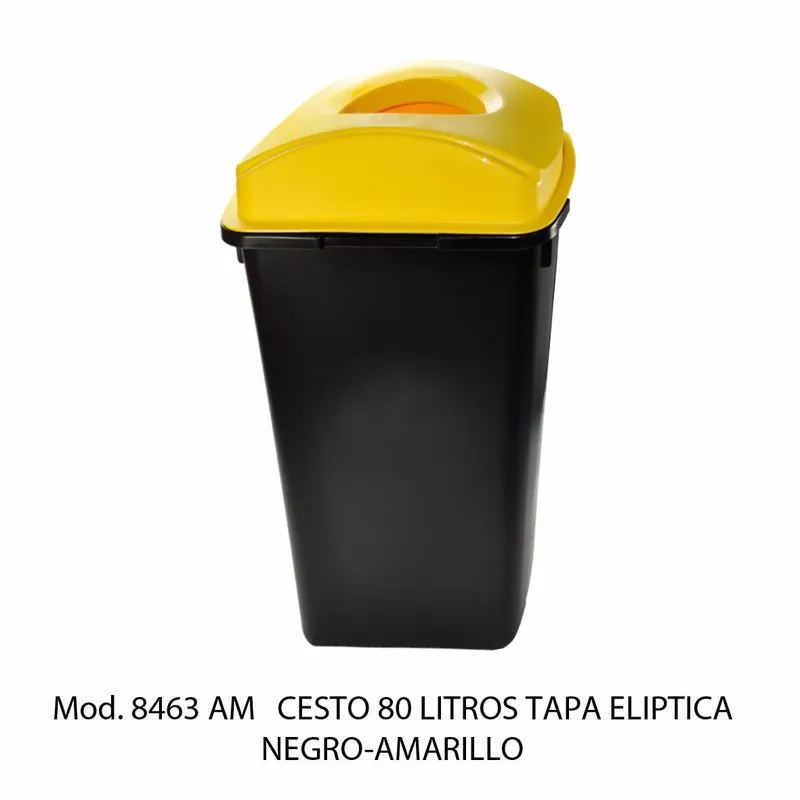 Bote de basura grande de 80 litros — Tapa Elíptica Amarilla