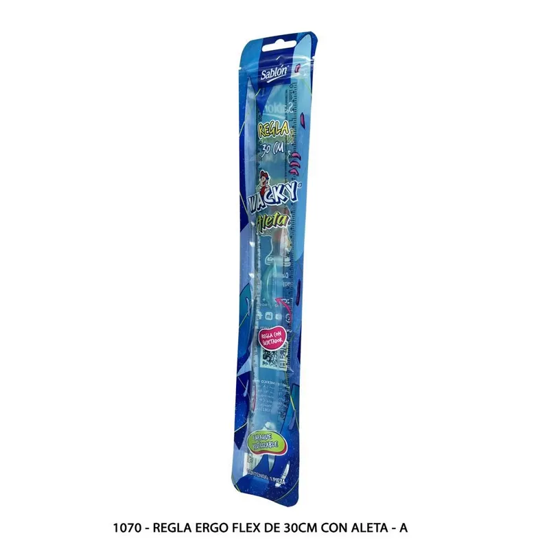 Regla de 30 cm — Flexible — Con inserto para sujetarla mejor