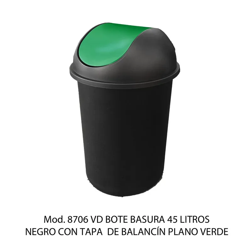 Bote de Basura Redondo Mediano — 45 litros — Tapa tipo Balancín Liso