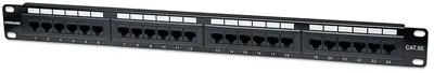Panel de parcheo INT CAT 5E 24 ptos 1U para montaje en rack